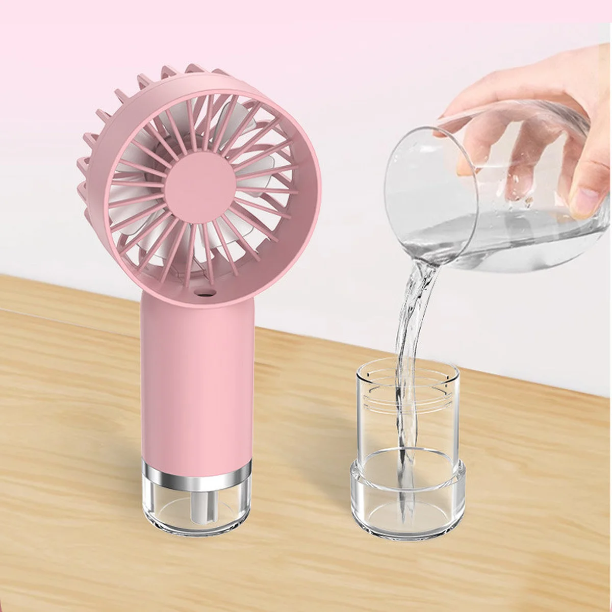 Портативный вентилятор SL610 с водяным охлаждением 500mAh Pink