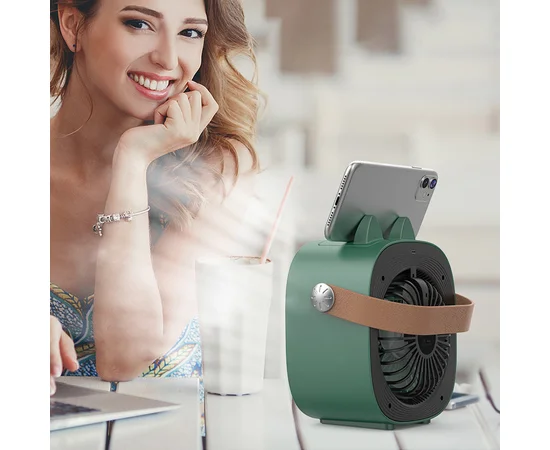 Настольный вентилятор F12 с подставкой для телефона и водяным охлаждением 4000mAh Green