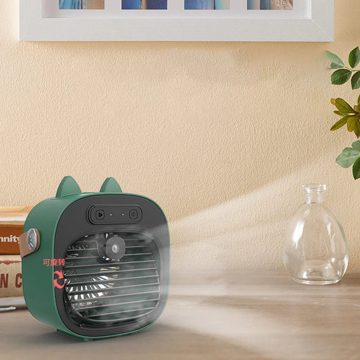 Настольный вентилятор F12 с подставкой для телефона и водяным охлаждением 4000mAh Green