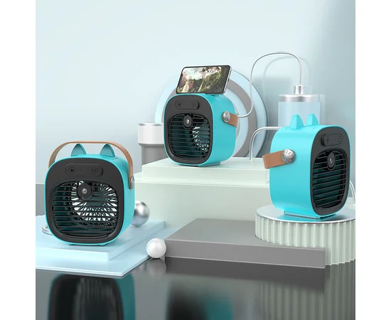 Настольный вентилятор F12 с подставкой для телефона и водяным охлаждением 4000mAh Blue