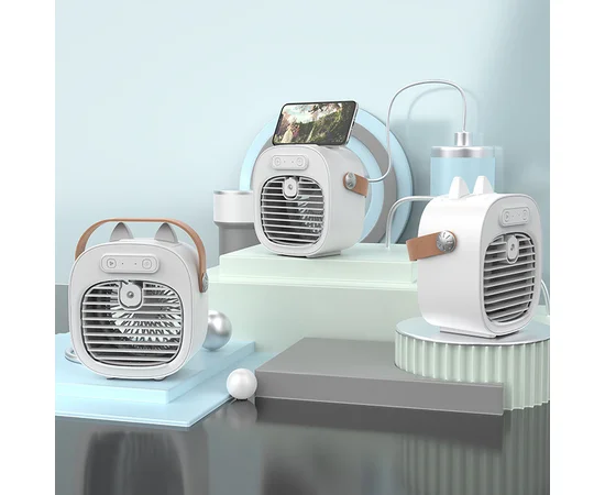 Настольный вентилятор F12 с подставкой для телефона и водяным охлаждением 4000mAh White