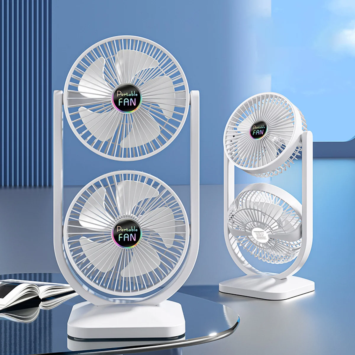 Настольный вентилятор S30 Dual-Fan 3000mAh White