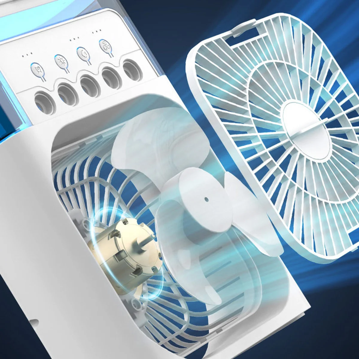 Настольный вентилятор Spray Fan-B 2in1 с регулировкой угла наклона и водяным охлаждением White