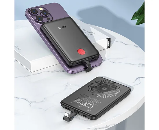 Портативное ЗУ Power Bank Hoco J133 Triumph PD20W с БЗУ + Lightning 5000 mAh Black