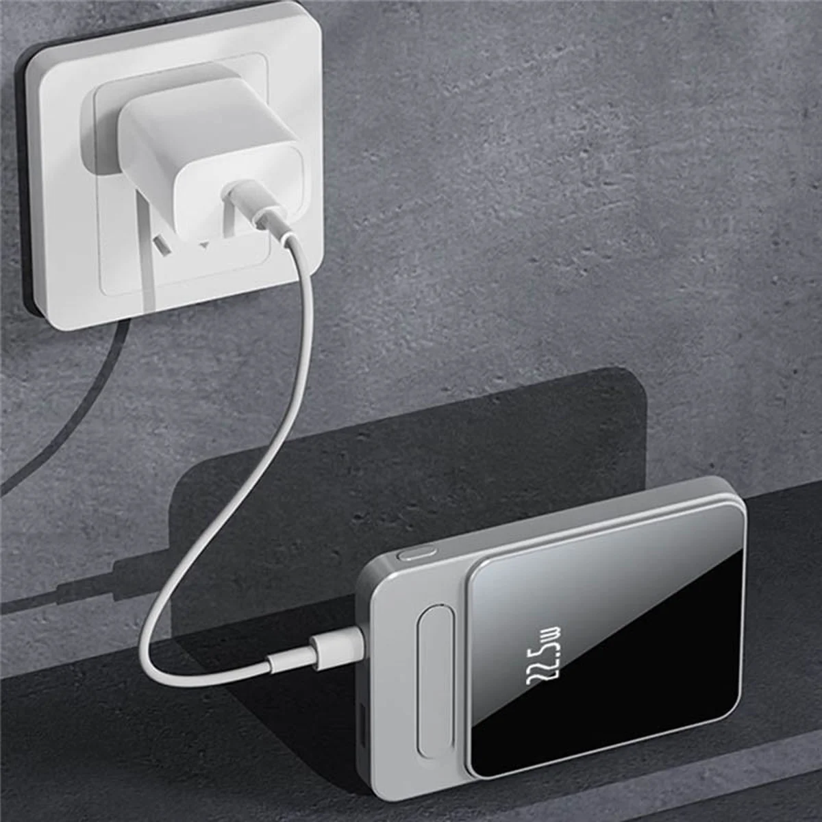 Портативное ЗУ Power Bank JJT-A77 PD20W+QC 22.5W с БЗУ 10000 mAh Silver