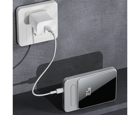 Портативное ЗУ Power Bank JJT-A77 PD20W+QC 22.5W с БЗУ 10000 mAh Silver