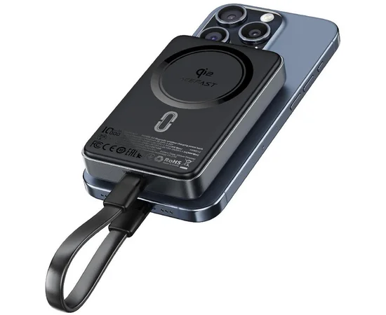 Портативное ЗУ Power Bank Acefast M11 30W Qi2 с БЗУ 10000 mAh Black