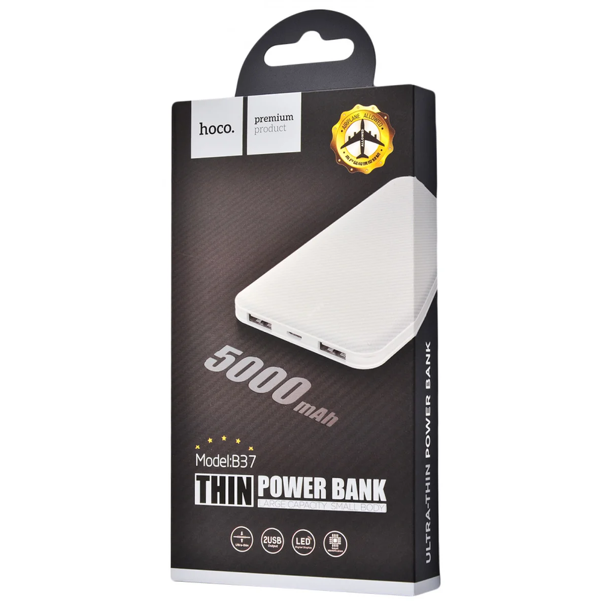 Портативний зарядний пристрій Power Bank Hoco B37 Persistent 5000 mAh Білий