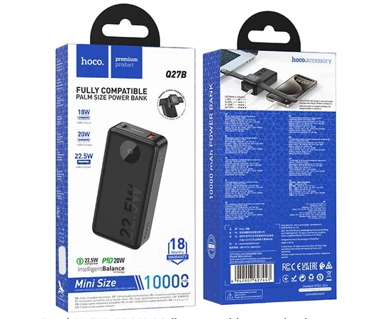 Портативное ЗУ Power Bank Hoco Q27B Jewel 22.5W+PD20W with Watch charger 10000 mAh Black