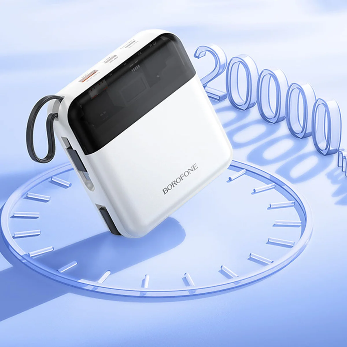 Портативное ЗУ Power Bank BOROFONE BJ64A Distinct 22.5W+PD20W with cable 20000 mAh White