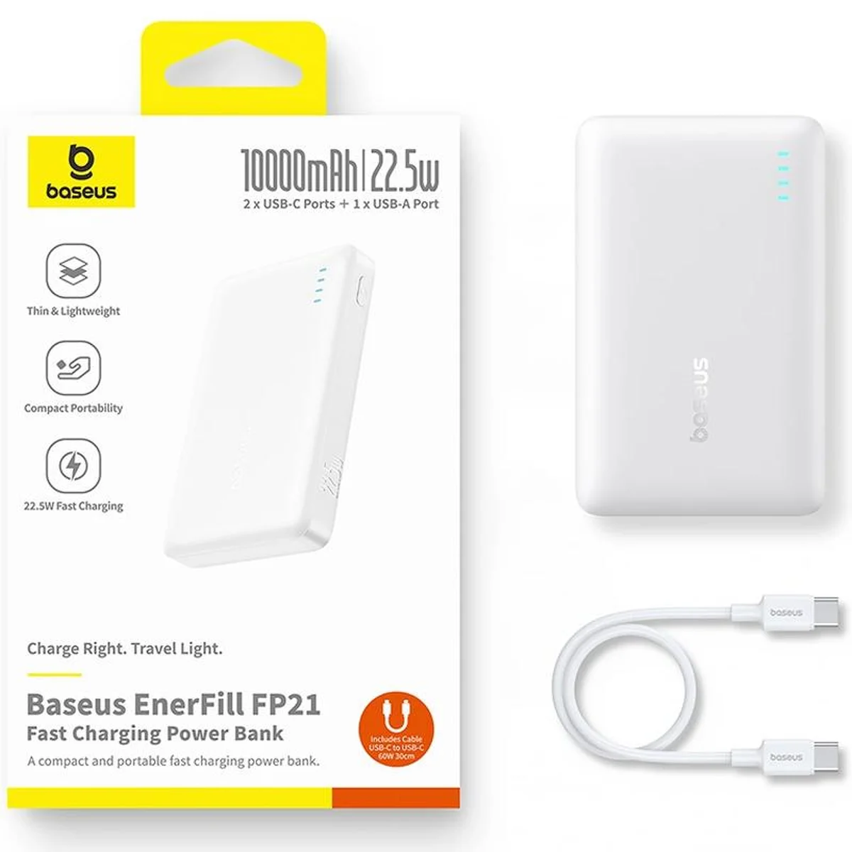 Портативное ЗУ Power Bank Baseus EnerFill FP21 22.5W 10000 mAh (P1008210D213) White