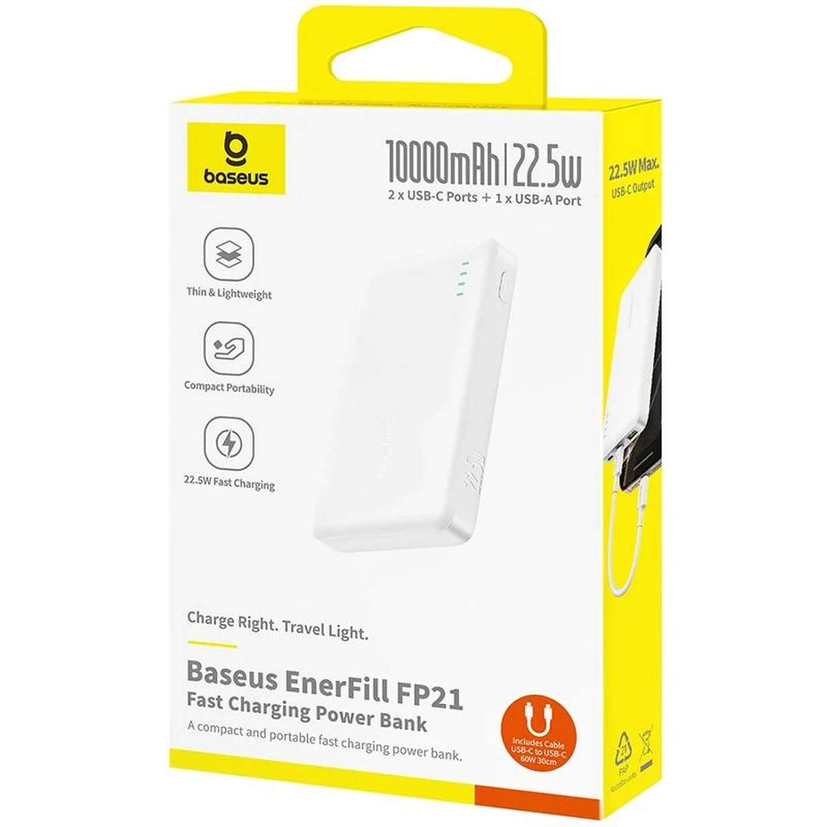 Портативное ЗУ Power Bank Baseus EnerFill FP21 22.5W 10000 mAh (P1008210D213) White