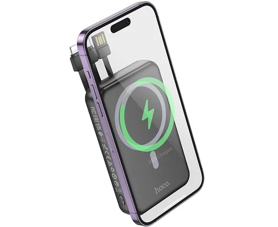 Портативное ЗУ Power Bank Hoco DB59 Guardian 22.5W+PD20W с БЗУ 10000 mAh Black