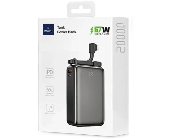Портативное ЗУ Power Bank WIWU Wi-P012 Tank 67W 20000 mAh Black