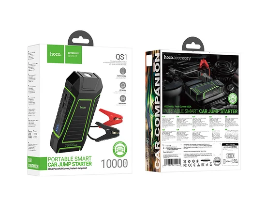 Пусковое устройство (бустер) для автомобиля Hoco QS1 Spring Car Jump Starter 10000 mAh Black