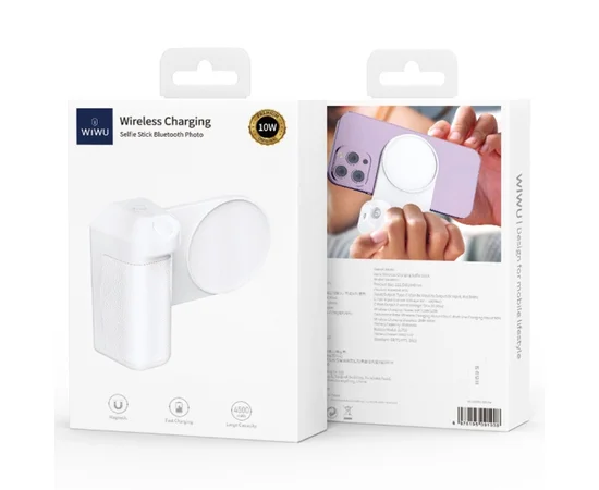 Портативное зарядное устройство Power Bank WIWU Wi-W016+Selfie Stick с БЗУ 4500 mAh White