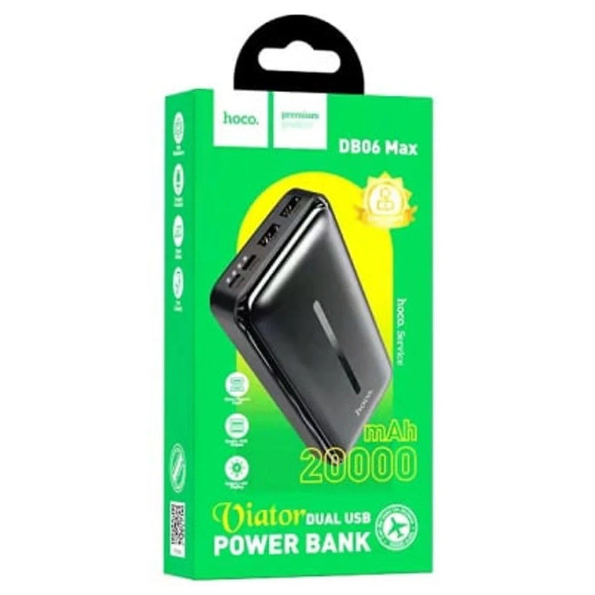 Портативний зарядний пристрій Power Bank Hoco DB06 Max Viator 20000 mAh Чорний