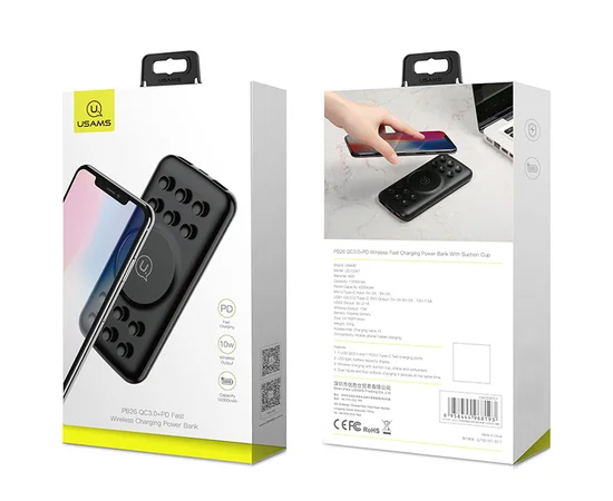 Портативное зарядное устройство Power bank Usams US-CD87 QC3.0+PD Wireless Charging 10000mAh Черный