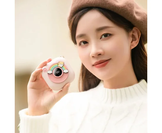 Портативное ЗУ Power Bank GXZ-N11 2in1 with cable с обогревателем для рук 5000 mAh Pink