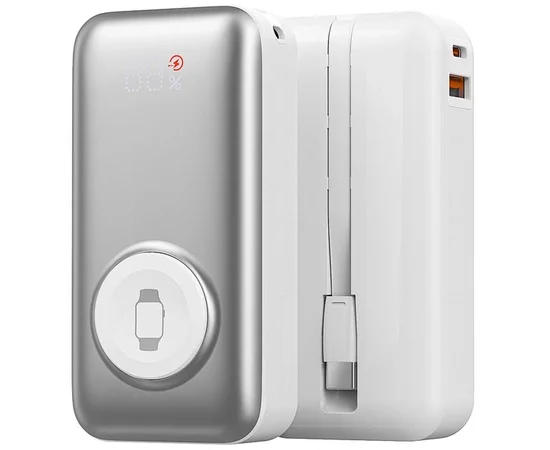 Портативное ЗУ Power Bank WIWU Wi-P027 Elite 22.5W with cable 10000 mAh Silver