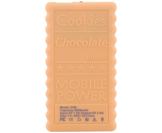 Портативное зарядное устройство SunPin K50 "Печенье" с фонариком (5000 mAh 1 USB 2A) Желтый