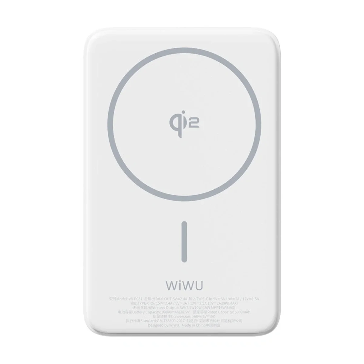 Портативное ЗУ Power Bank WIWU Wi-P031 Magnetic с БЗУ 30W 10000 mAh White
