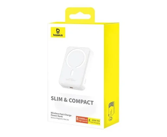 Портативное ЗУ Power Bank Baseus Magnetic Mini Air 20W c БЗУ 10000 mAh P10059001313 Stellar White