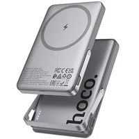 Портативное ЗУ Power Bank Hoco Q36 Sunlight magnetic suction+holder PD20W с БЗУ 5000 mAh Metal grey