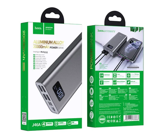 Портативное зарядное устройство Power Bank Hoco J46A "Star Ocean" 20000 mAh Серый