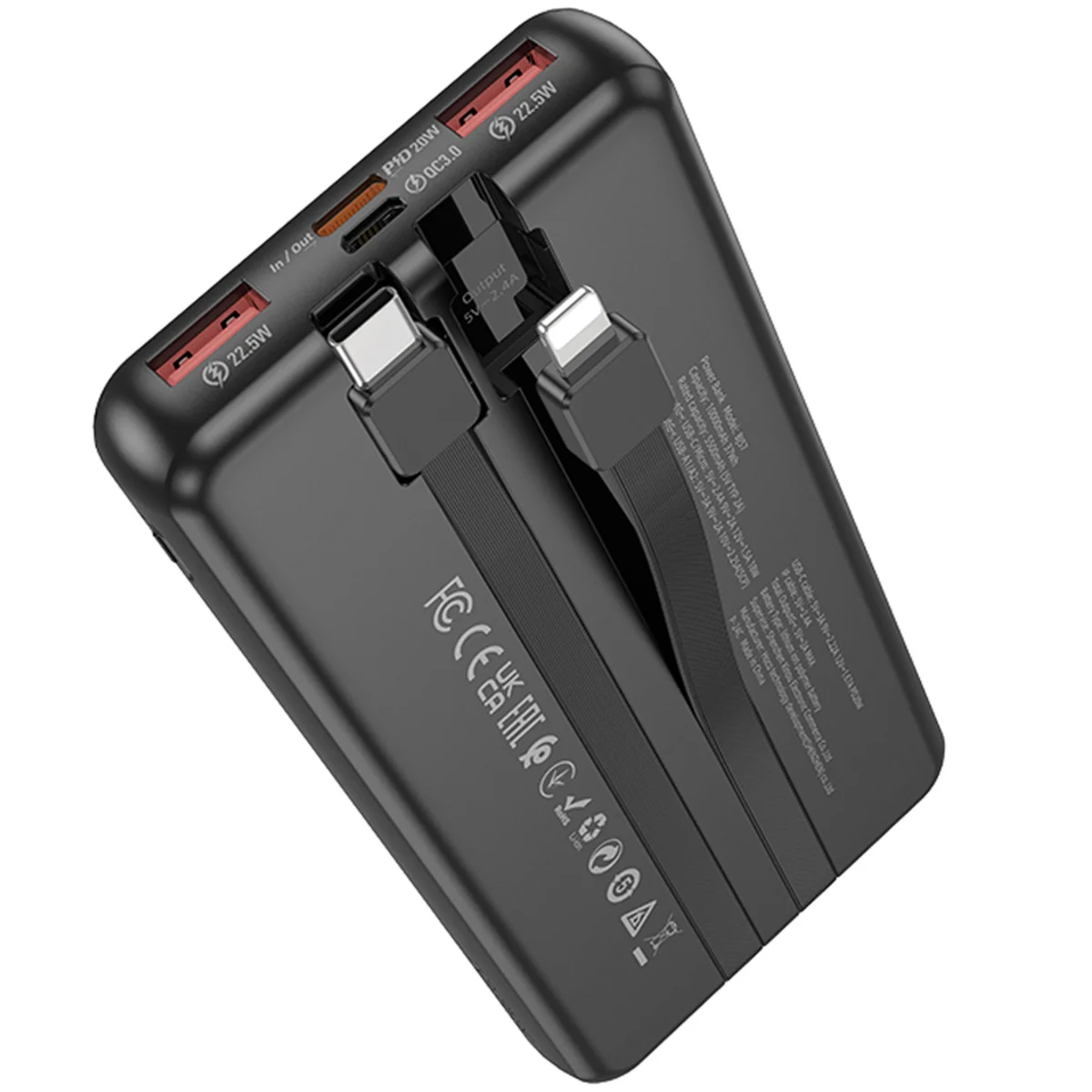 Портативное ЗУ Power Bank Borofone BJ57 Graceful 22.5W+PD20W with cable 10000 mAh Black