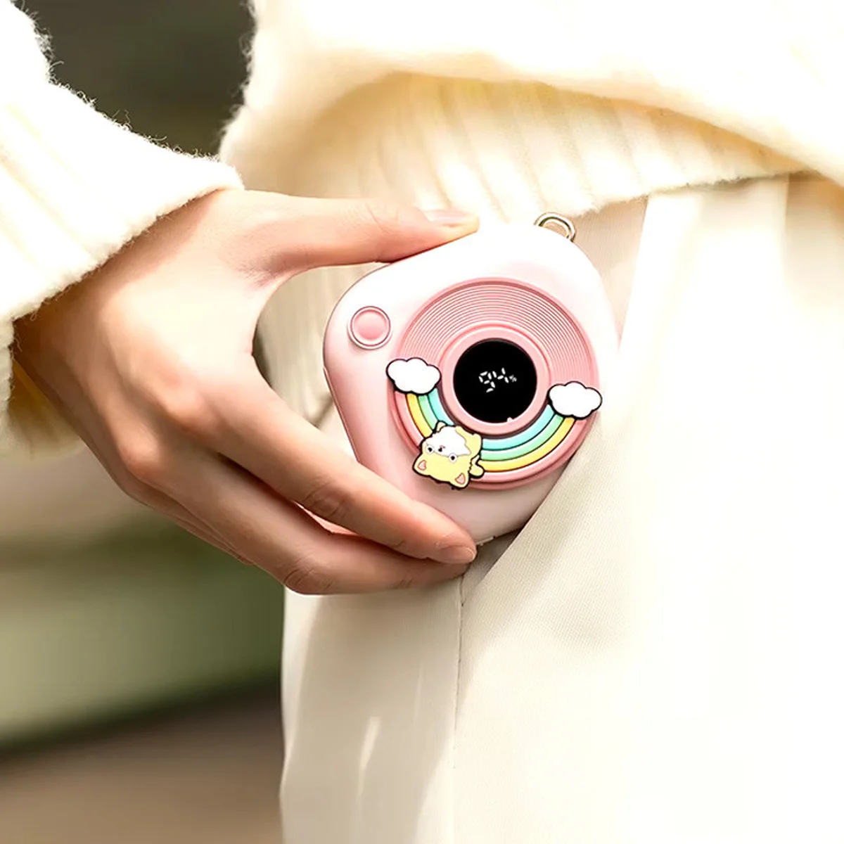 Портативное ЗУ Power Bank GXZ-N11 2in1 with cable с обогревателем для рук 5000 mAh Pink