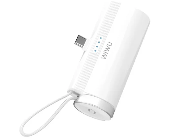 Портативное ЗУ Power Bank WIWU W026 Type-C с БЗУ 15W 5000 mAh White