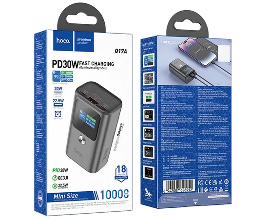 Портативное ЗУ Power Bank Hoco Q17A Electric PD30W 10000 mAh Space Gray