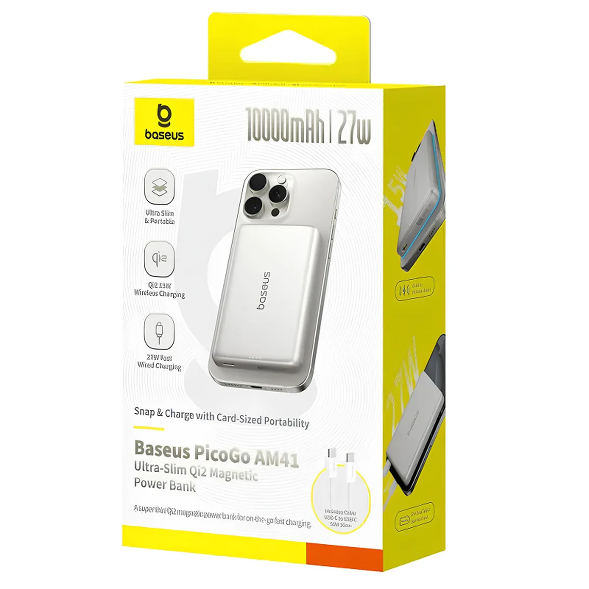 Портативное ЗУ Power Bank Baseus PicoGo AM41 Ultra-Slim 27W c БЗУ 10000 mAh (E0027200) Natural Titanium