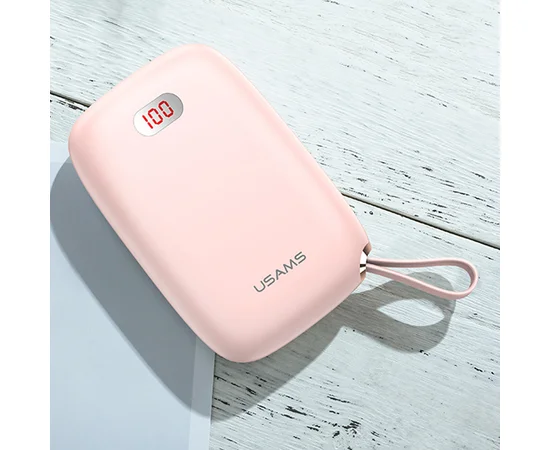 Портативное зарядное устройство Usams US-CD78 Dual USB Display With Lanyard (10000mAh) Розовый