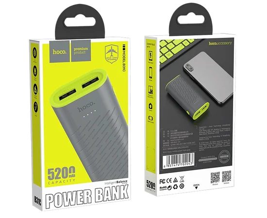 Портативное зарядное устройство Power Bank Hoco B31C "Sharp" 5200 mAh Серый