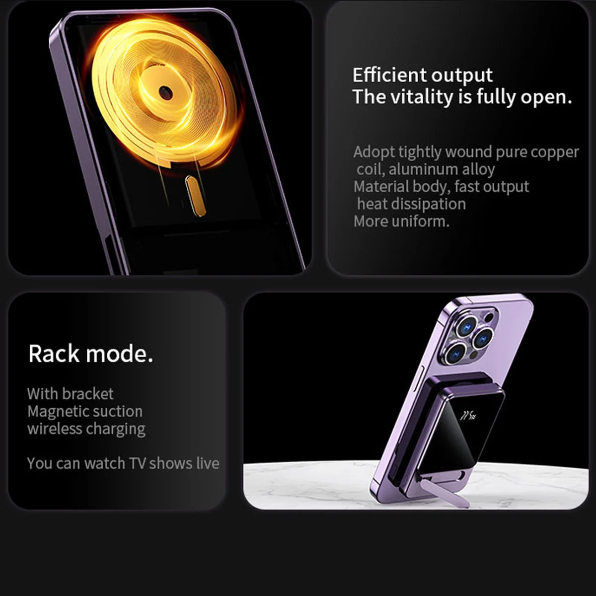 Портативное ЗУ Power Bank JJT-A77 PD20W+QC 22.5W с БЗУ 10000 mAh Purple