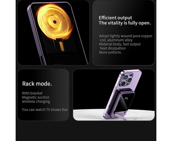 Портативное ЗУ Power Bank JJT-A77 PD20W+QC 22.5W с БЗУ 10000 mAh Purple