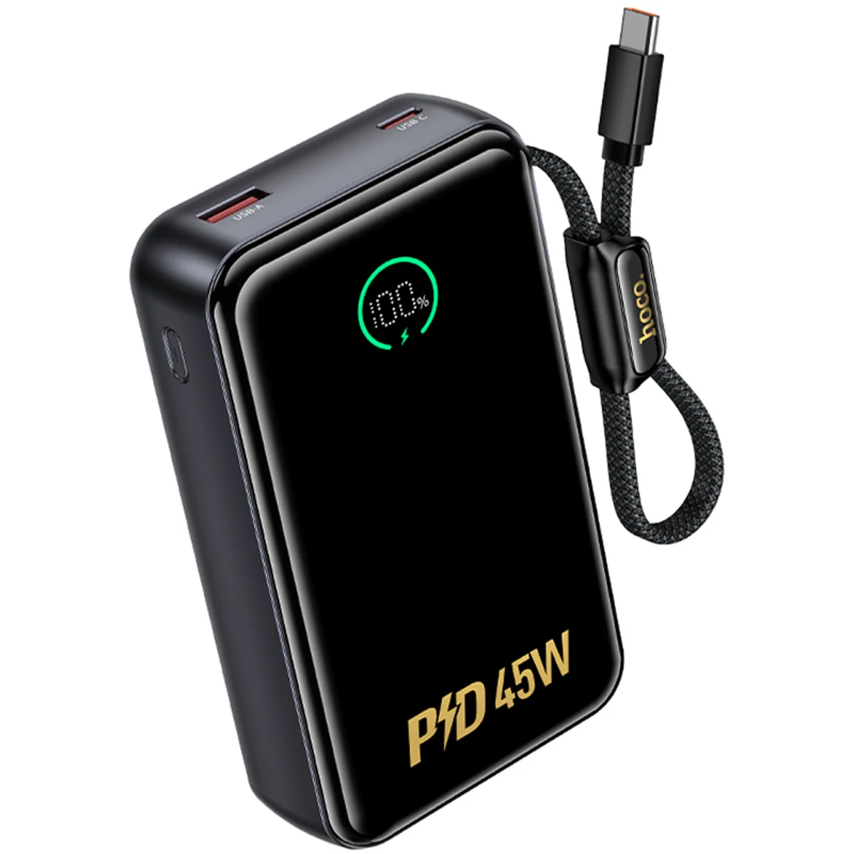 Портативное ЗУ Power Bank Hoco Q54 Shine PD45W with cable 20000 mAh Metal gray