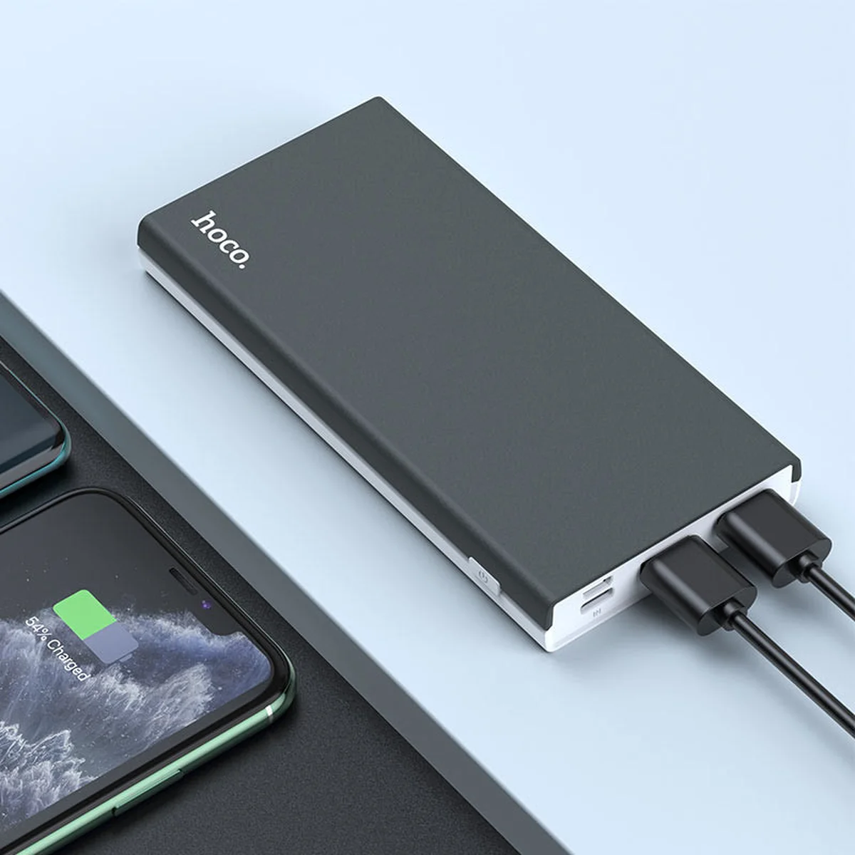 Портативное зарядное устройство Power Bank Hoco J66 "Fountain" 10000 mAh  Серый
