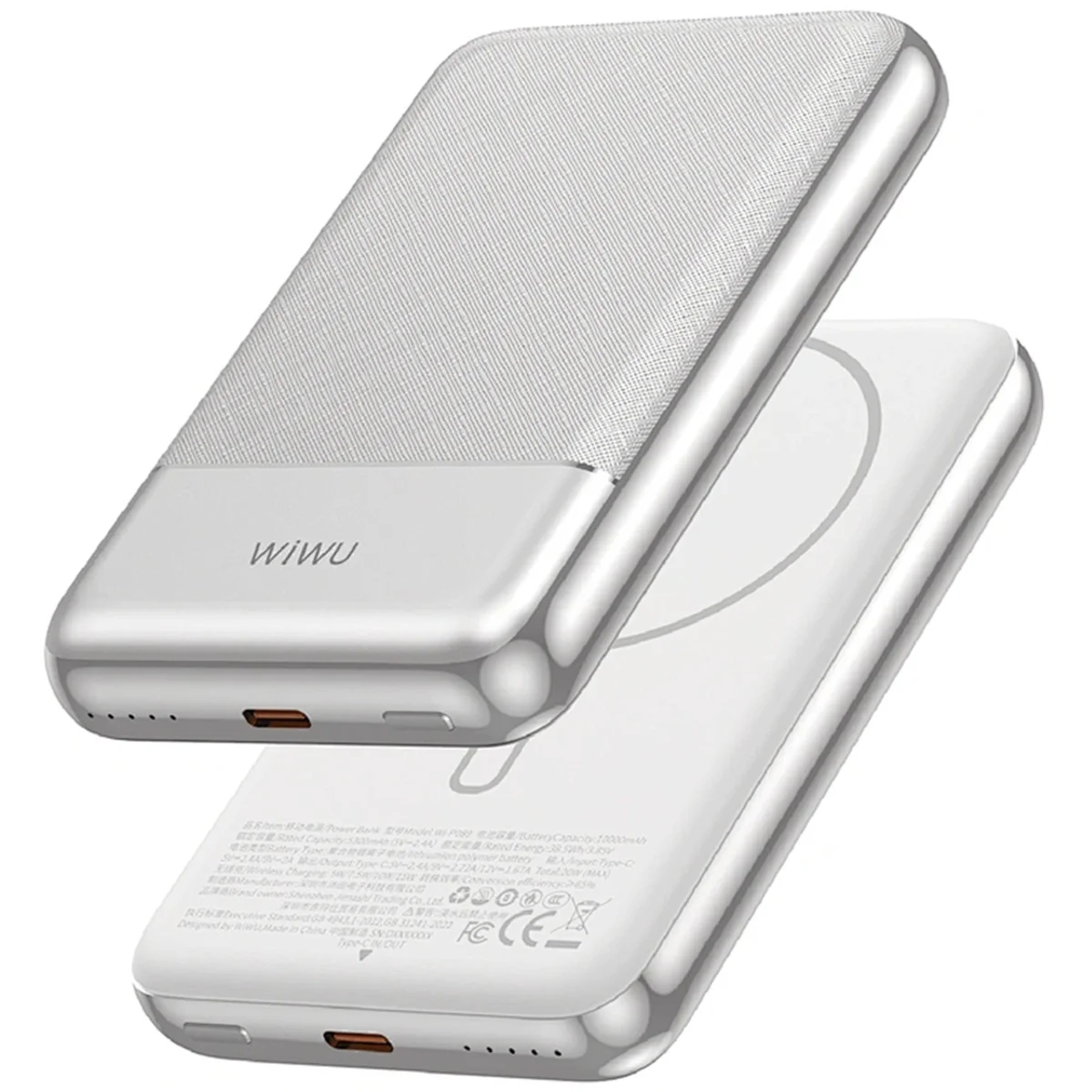 Портативное ЗУ Power Bank WIWU P089 Seraph PD20W с БЗУ 10000 mAh Silver