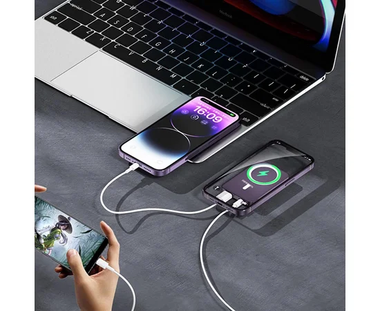 Портативное ЗУ Power Bank JJT-A77 PD20W+QC 22.5W с БЗУ 10000 mAh Purple