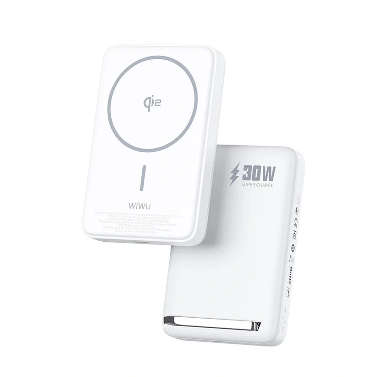 Портативное ЗУ Power Bank WIWU Wi-P031 Magnetic с БЗУ 30W 10000 mAh White