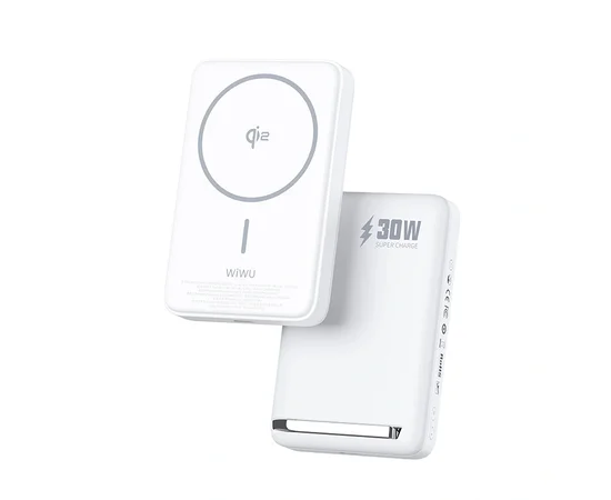 Портативное ЗУ Power Bank WIWU Wi-P031 Magnetic с БЗУ 30W 10000 mAh White