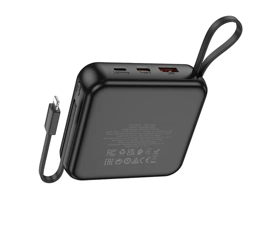 Портативное ЗУ Power Bank BOROFONE BJ64 Distinct 22.5W+PD20W with cable 10000 mAh Black