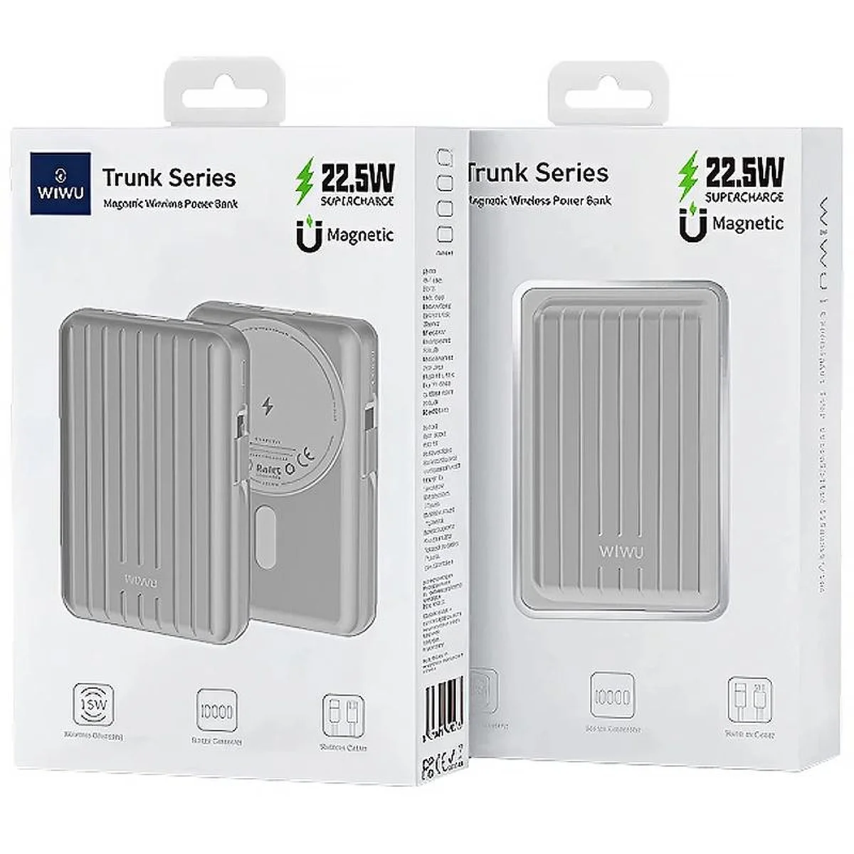 Портативное ЗУ Power Bank WIWU PP03 Trunk Series 22.5W с БЗУ 10000 mAh Silver