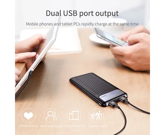 Портативное зарядное устройство Baseus Thin (PPYZ) (10000mAh QC3.0 2USB) Черный