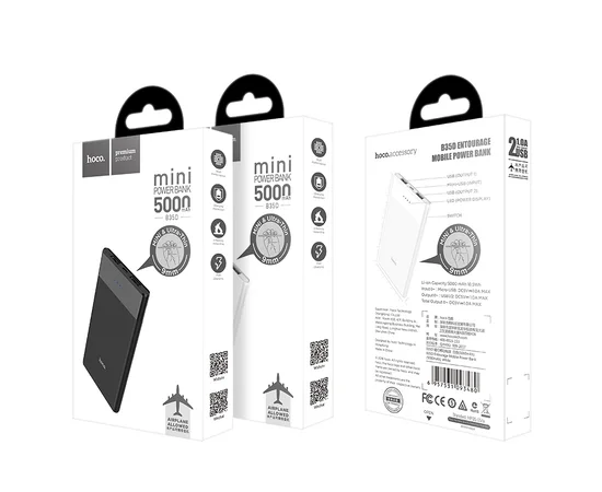 Портативное зарядное устройство PowerBank Hoco B35D Entrourage 5000 mAh black