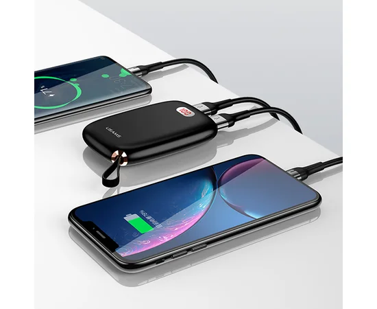 Портативное зарядное устройство Usams US-CD78 Dual USB Display With Lanyard (10000mAh) Черный