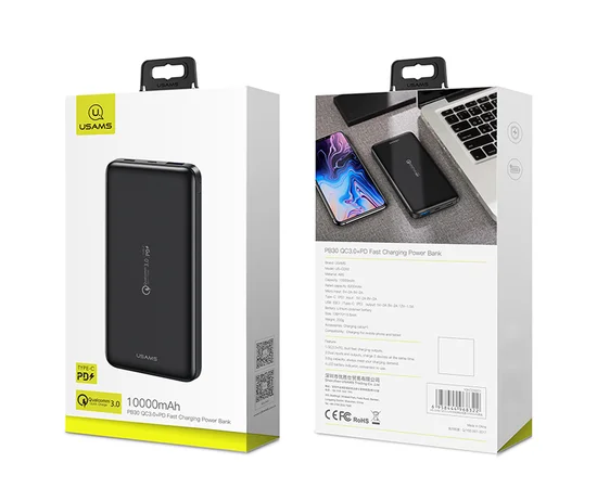 Портативное зарядное устройство Usams US-CD92 PB30 QC3.0+PD Fast Charging (10000mAh) Черный